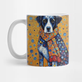 Gustav Klimt Style Dog with Red Scarf Mug